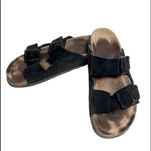 Birkenstock Women's Arizona Black Suede Soft Footbed Sandals, Size 38 EU, Used